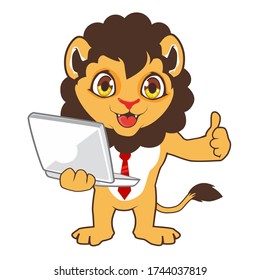 Lion animal mascot cartoon in vector