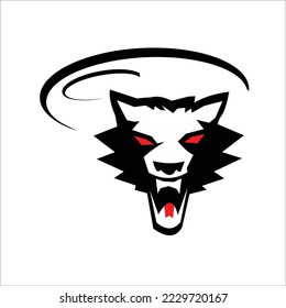 lion animal red eyes very scary vector logo design