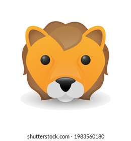 Lion Animal Savannah Emoji King. Animal Illustration Face Vector Design Art.