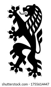 Lion animal symbol from Dresden coat of arms, isolated on white background, Saxony state, Germany.