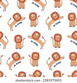 lion animal text line wild life pattern background art vector tee illustration 