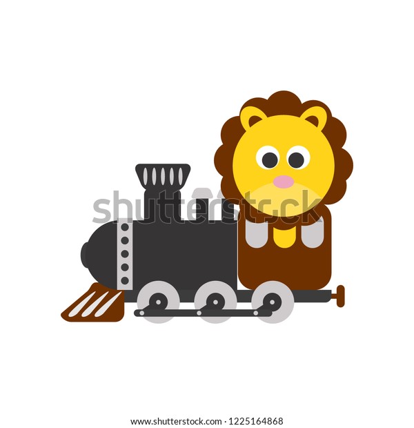 lion animal in a train transportation,\
vector illustration