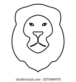 Lion Animal Wild cat head contour outline icon black color vector illustration flat style simple image