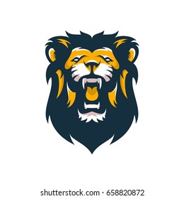 Lion Animal Wild Head Mascot Logo Vector Illustration