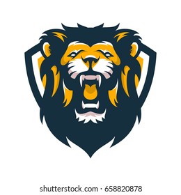 lion animal wild head mascot logo vector illustration