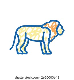 leão animal no zoológico ícone doodle esboço vetor. leão animal no símbolo do zoológico. ilustração de símbolo isolado