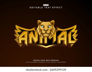lion animals golden ancient fantasy game logo 3d text effect