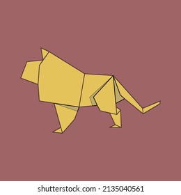 Lion animals origami flat design. illustration set. Cartoon of folding paper collection. Vector illustration.