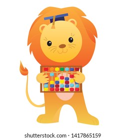 Lion. Arithmetic. Kids. Vector illustration