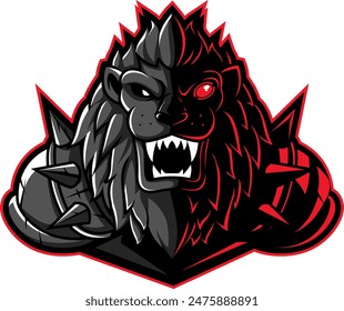 lion armored head mascot logo