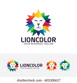 Lion art logo design. Creative and Colorful Lion head logo concept. Vector logo template