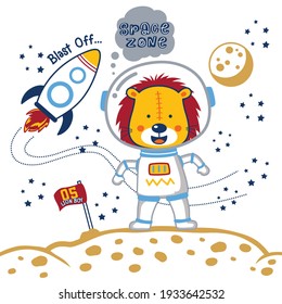 lion the astronaut funny animal cartoon