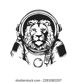 lion astronaut, vector concept digital art ,hand drawn illustration - Shutterstock ID 2281082207