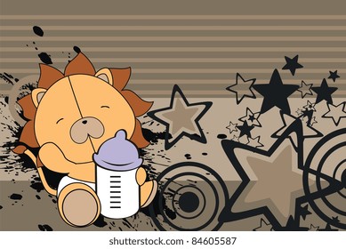 lion baby cartoon background in vector format