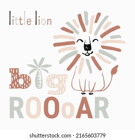 Lion baby cute summer print. Sweet african animal