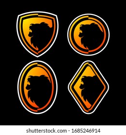 lion badge logo template design