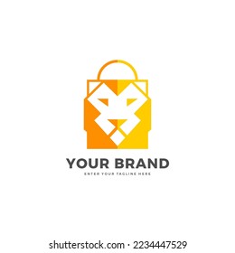 lion bag logo design, simple and elegant