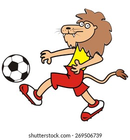 lion and ball, vector illustration