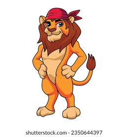 lion with bandana cartoon character