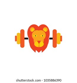 Lion Barbell Logo Icon Design