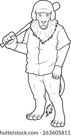Lion Baseball Baseball bat Animal Vector Graphic Art Illustration