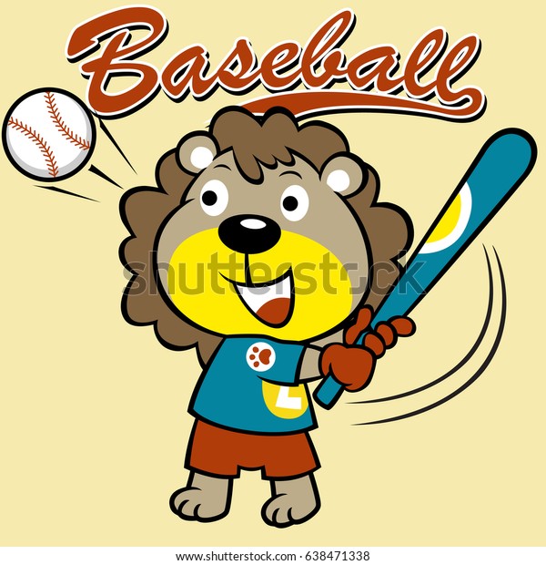 Lion Baseball Player Vector Cartoon Illustration Stock Vector (Royalty ...