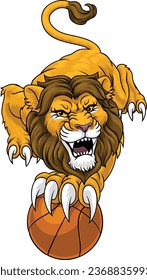 A lion basketball ball team cartoon animal sports mascot