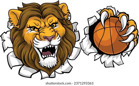 A lion basketball ball team cartoon animal sports mascot