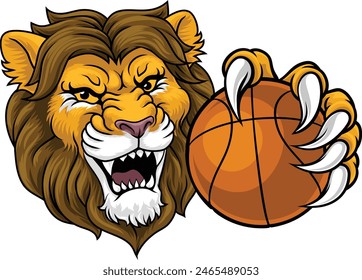 A lion basketball ball team cartoon animal sports mascot