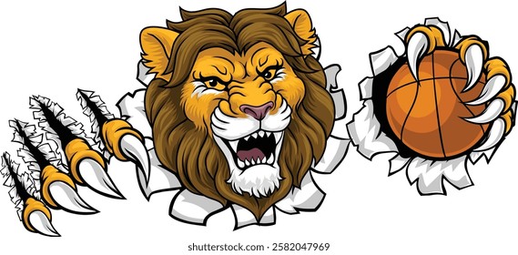 A lion basketball ball team cartoon animal sports mascot