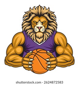 lion basketball mascot vector illustration design
