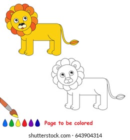 Lion to be colored, the coloring book for preschool kids with easy educational gaming level.