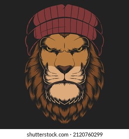 Lion beanie hat vector illustration for your company or brand