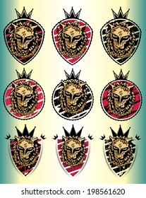 lion beast head emblem stamp illustration