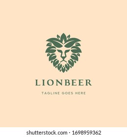 Lion Beer Logo Vector Icon Template Stock Vector (Royalty Free