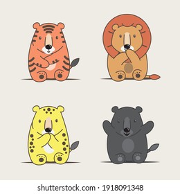 Löwe und große Katzenkarikatur, Vektorgrafik. Reine Tierart. Gut für Kinder mit Grafikressourcen.
