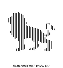 Lion black barcode line icon vector on white background.