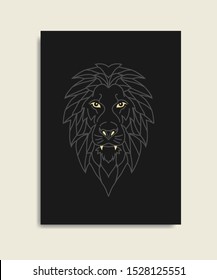 Lion in black and gold. luxurious line art design. for tattoo, company, business, real estate. Vector eps 10