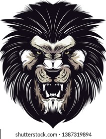 lion black head logo icon designs background - Vector