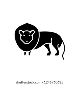 Lion black icon, vector sign on isolated background. Lion concept symbol, illustration 
