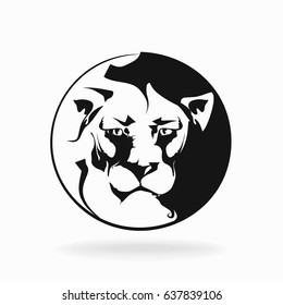 Lion, black on a white background