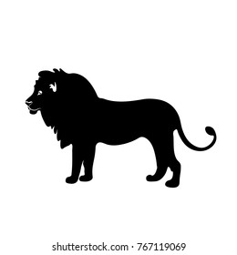 Lion black silhouette on a white background
