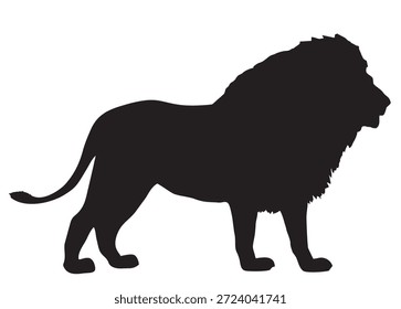 Icono de Vector negro león. Silueta del león aislada en un fondo blanco.