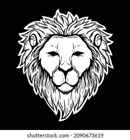 lion black and white illustration print on t-shirts,jacket,souvenirs or tattoo free vector