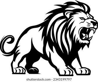 Lion - Black and White Isolated Icon - Vector illustration