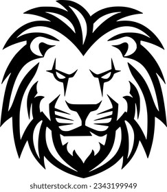 Lion - Black and White Isolated Icon - Vector illustration