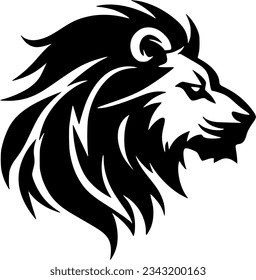 Lion - Black and White Isolated Icon - Vector illustration