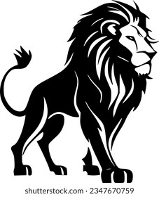 Lion - Black and White Isolated Icon - Vector illustration