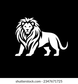 Lion - Black and White Isolated Icon - Vector illustration