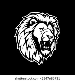 Lion - Black and White Isolated Icon - Vector illustration